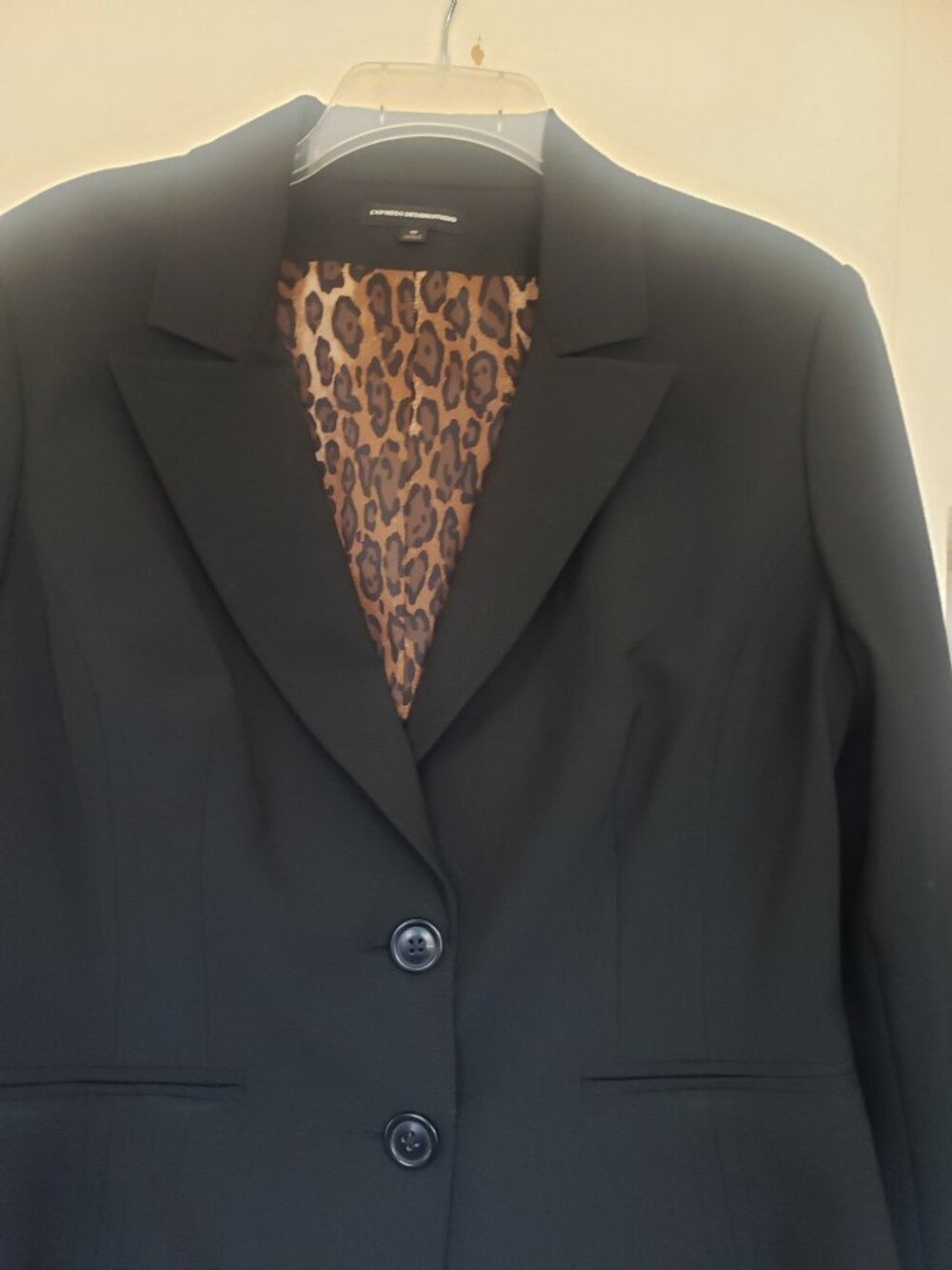Express Black Blazer with Leopard Lining Size 12